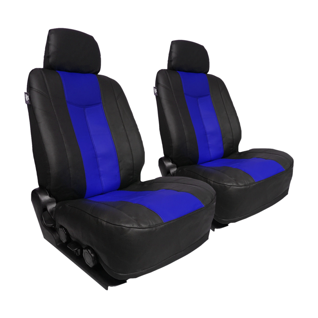 BLUE/BLACK LEATHER FRONT SEAT COVER Auto Armoury